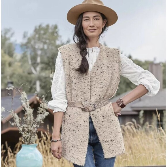 Sundance Open Front Tunic Vest Alpaca Boucle Knit Coastal Secrets S Small - Picture 2 of 8